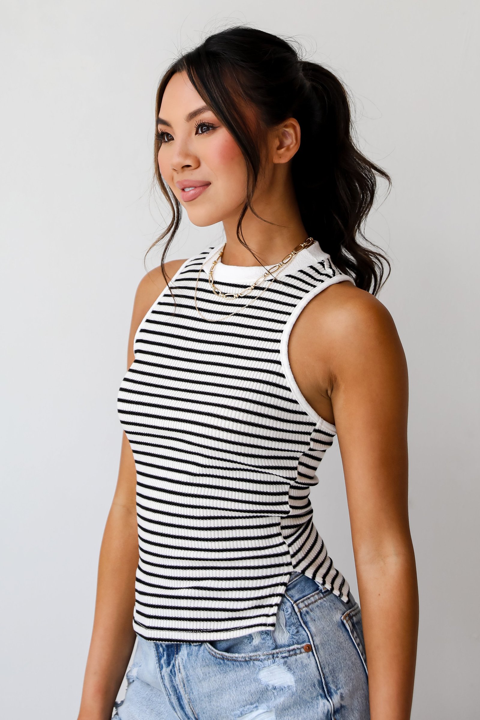 Blake Striped High Neck Tank WE14