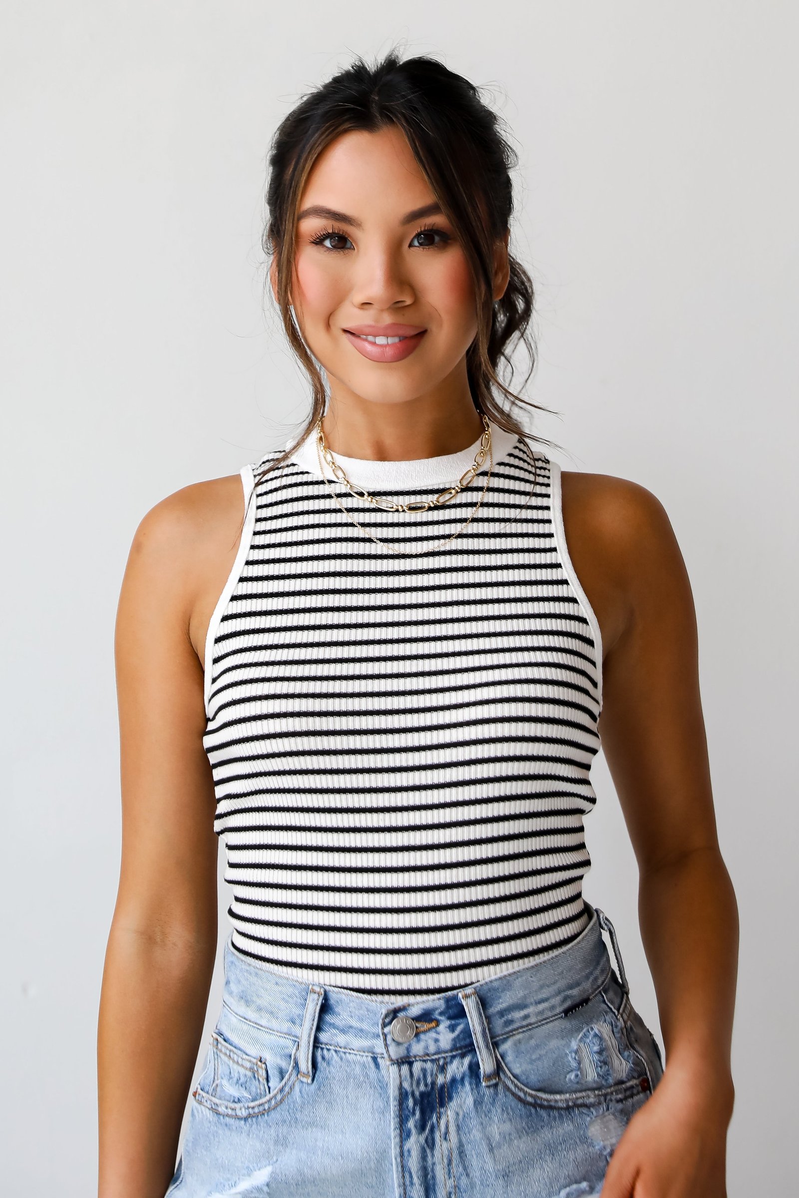 Blake Striped High Neck Tank WE14