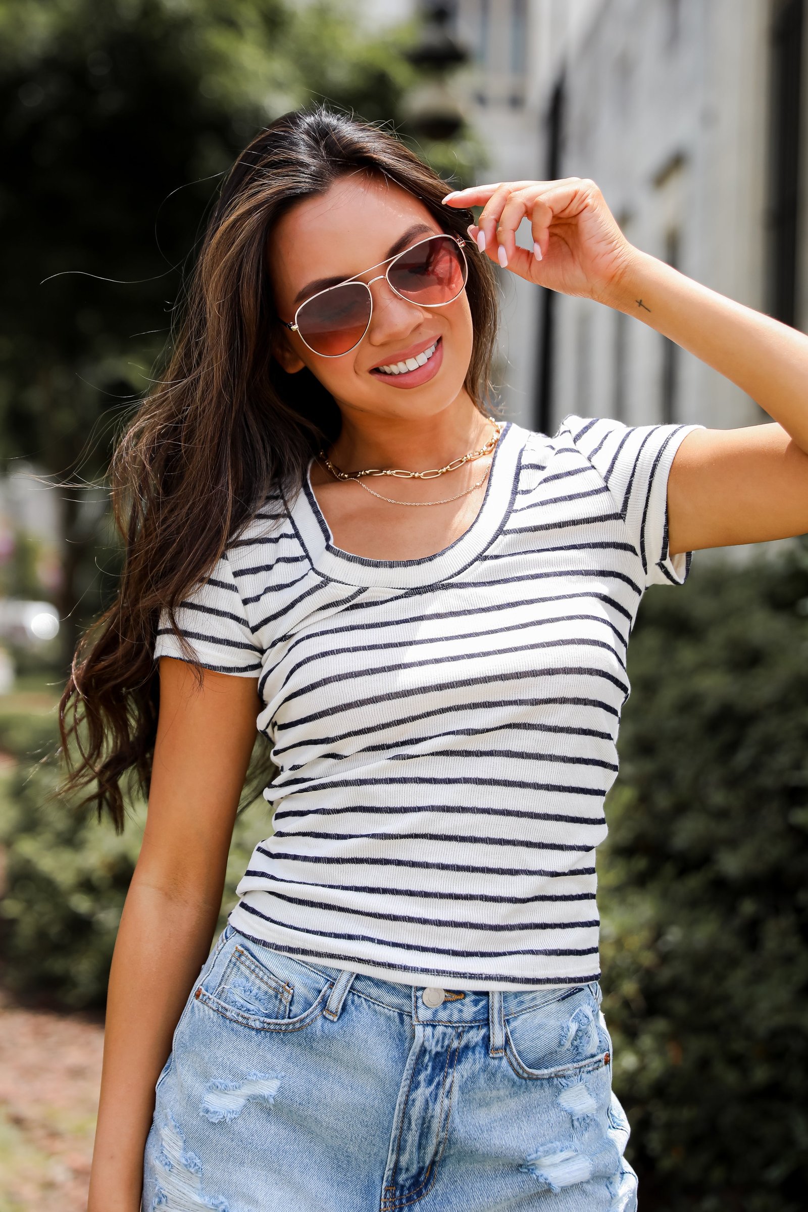 Meghan Striped Tee WE13